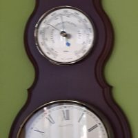 Termo-higro-barometar sa satom, zidni, drveni, MYA